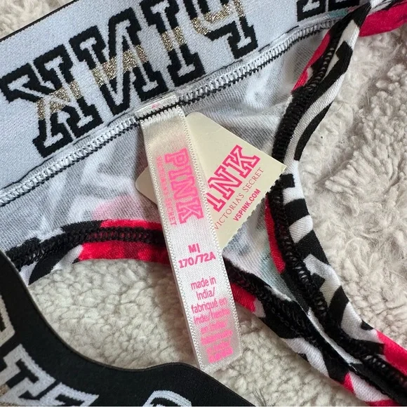 Victoria's Secret PINK | Icon Rose Print Thong Panties | Size Medium - Picture 4 of 6